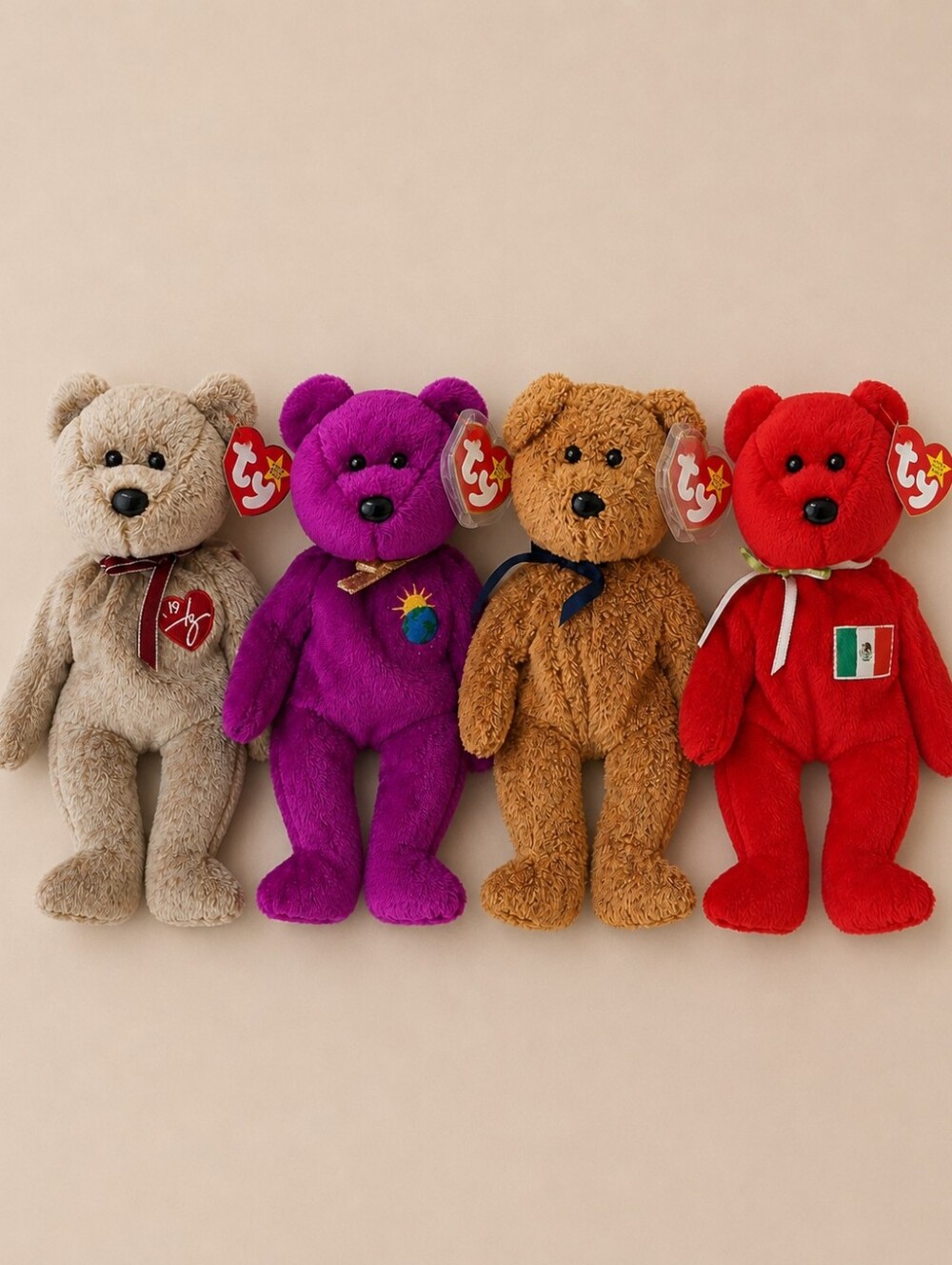 Ty Beanie Babies Bear Lot 1999 Signature Millennium Fuzz Osito 8.5" Vintage